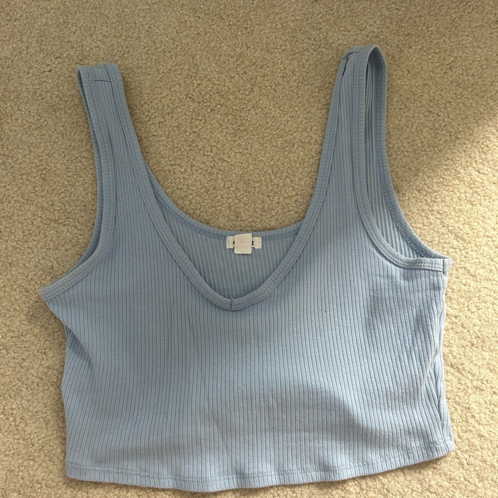 Women's Blue Ribbed Tank Top